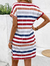 Striped V-Neck Short Sleeve Dress