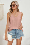 Eyelet V-Neck Double Spaghetti Straps Cami