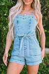 Tied Spaghetti Strap Denim Romper