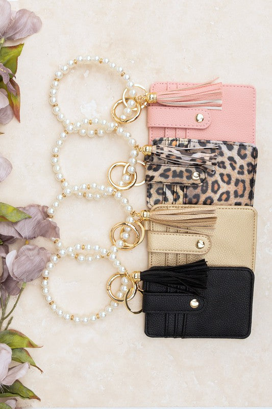 Pearl Key Ring Wallet Bracelet