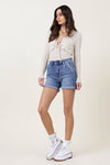 DENIM SHORTS W PIN TUCK DETAIL