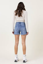 DENIM SHORTS W PIN TUCK DETAIL