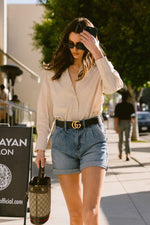 DENIM SHORTS W PIN TUCK DETAIL