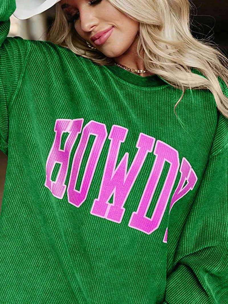 Full Size HOWDY Graphic Round Neck Sweatshirt