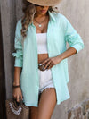 Textured Button Up Dropped Shoulder Shirt