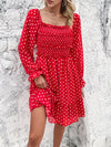 Smocked Polka Dot Long Sleeve Dress