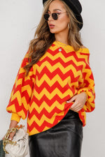 Chevron Lantern Sleeve Tunic Sweater