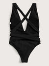 Halter Neck Deep V Tied One-Piece Swimsuit