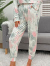 Tie-Dye Round Neck Top and Drawstring Pants Lounge Set