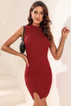 Slit Sleeveless Knit Dress