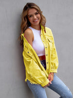 Distressed Drop Shoulder Denim Jacket