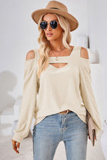 Cutout Square Neck Cold Shoulder T-Shirt