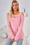 Cutout Square Neck Cold Shoulder T-Shirt