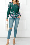 Floral Button Front Round Neck Cardigan