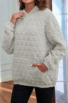 Quilted Long Sleeve Hoodie with Pocket