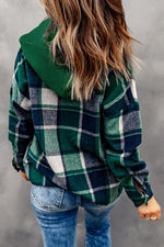 Button Up Plaid Hooded Jacket