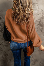 Contrast Round Neck Dropped Shoulder Sweater