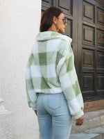 Plaid Dropped Shoulder Buttoned Jacket