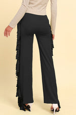 Fringe Trim Wide Leg Pants