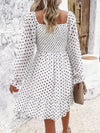 Smocked Polka Dot Long Sleeve Dress