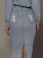 Distressed Slit Denim Skirt