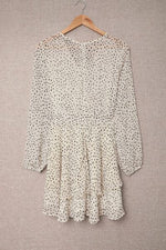 Tied Polka Dot Balloon Sleeve Layered Dress