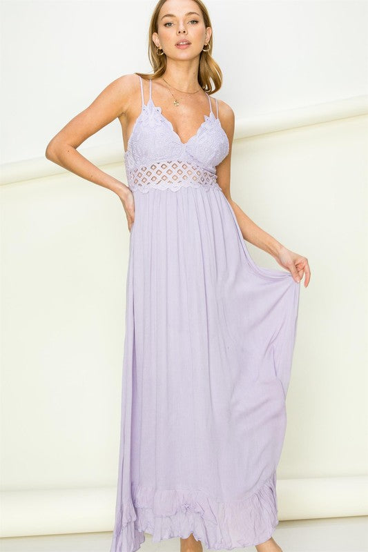 IN LOVE BUSTIER LACE MAXI DRESS