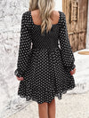 Smocked Polka Dot Long Sleeve Dress