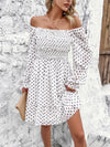 Smocked Polka Dot Long Sleeve Dress