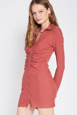 RUTCHED LONG SLEEVE DRESS