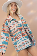 Frayed Aztec Western Shacket