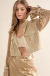 Twill Crop Crochet SLV Jacket