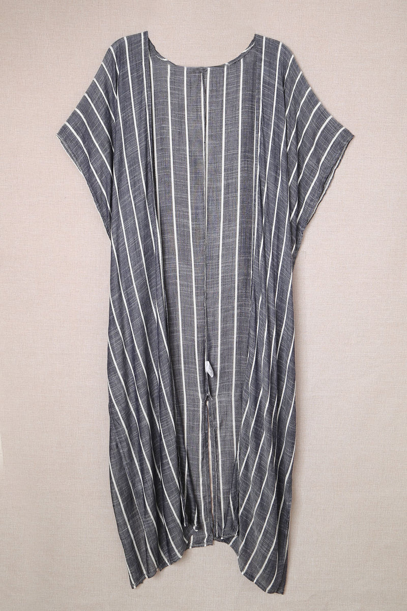 Striped Open Front Longline Cover Up