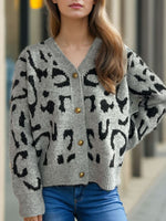 Leopard V-Neck Button Up Cardigan