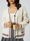 Star Embroidered V-Neck Long Sleeve Cardigan