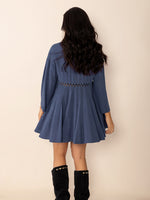 Cutout Johnny Collar Long Sleeve Mini Dress