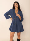 Cutout Johnny Collar Long Sleeve Mini Dress