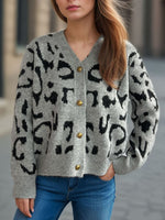 Leopard V-Neck Button Up Cardigan