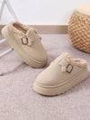 Thermal Fuzzy Buckle Platform Slippers