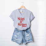 Stars And Stripes Retro Short Sleeve V-Neck Tee