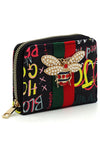 Multi Graffiti Print Queen Bee Stripe Wallet