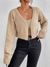 Plain Sweater Cami and Cardigan Set