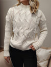 Cable-Knit Mock Neck Long Sleeve Sweater