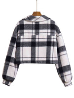 Plaid Button Front Jacket with Pockets